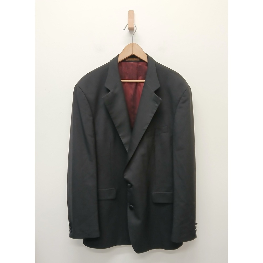 Vintage Ralph Ralph Lauren Blue Label Tuxedo Jacket Men 48R Black Satin Trim